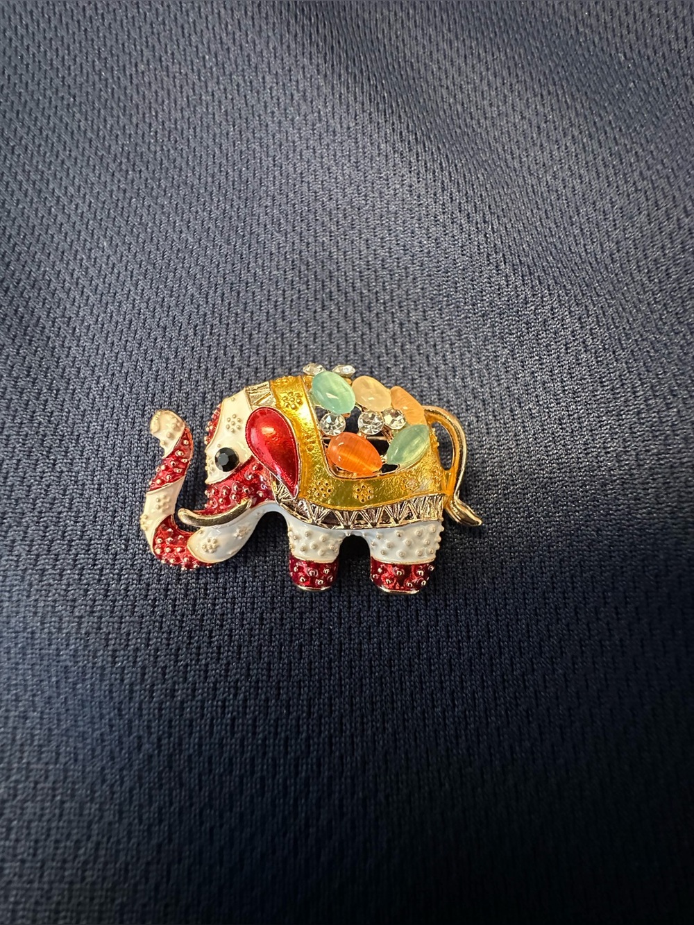 Colorful Jeweled Elephant Brooch